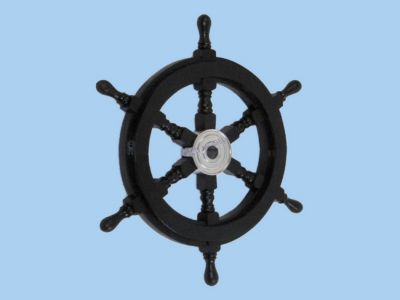 Wood and Chrome Black Pirate Ship Wheel 18quot; Wood and Chrome Black Pirate Ship Wheel 18