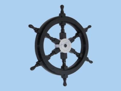 Wood and Chrome Black Pirate Ship Wheel 24