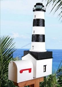 Bodie Island Solar Powered Stucco Lighthouse Mailbox 36