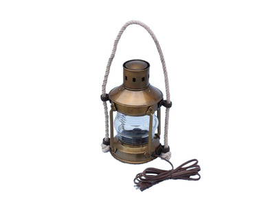 Brass Round Anchor Electric Lantern 16