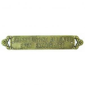 Solid Brass Skinny Dipping Sign 15