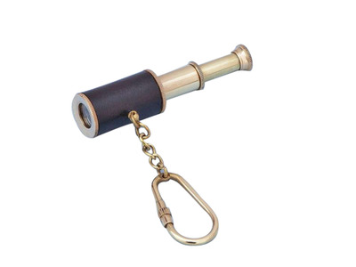 Solid Brass with Leather Spyglass Key Chain 4