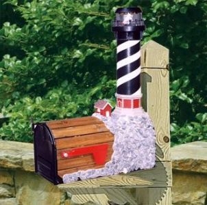 Cape Hatteras Solar Powered Wooden Lighthouse Mailbox 36