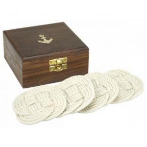 Rope Coasters w- Anchor Box 4quot; Set of 4 Rope Coasters w- Anchor Box 4 Set of 4