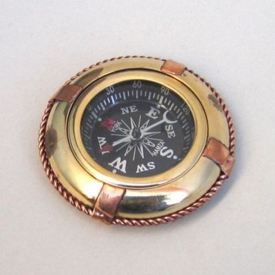 Solid Brass Black-Faced Life Ring Compass 3