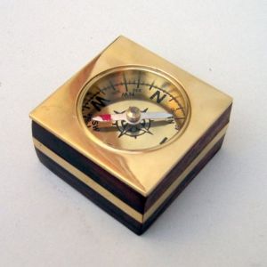 Wooden Desk Compass w- Brass Inlay 2quot; Wooden Desk Compass w- Brass Inlay 2