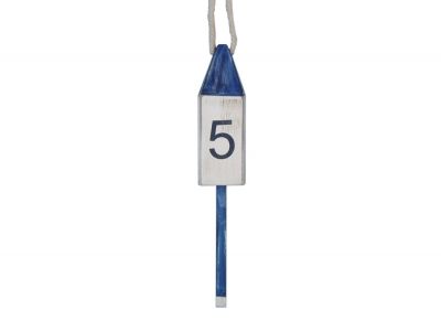 Wooden Vintage Blue Number 5 Squared Buoy 15quot; Wooden Vintage Blue Number 5 Squared Buoy 15