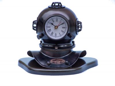 Iron Divers Helmet Clock on Wood Base 8