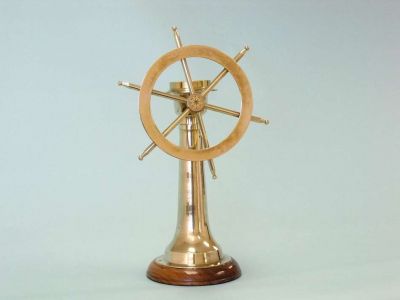 Brass Ship Wheel Compass 18quot; Brass Ship Wheel Compass 18