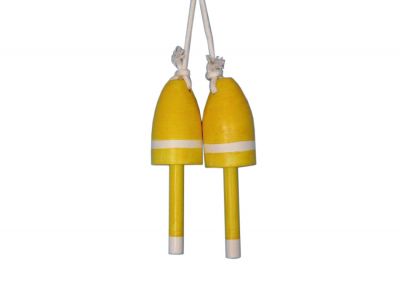 Wooden Yellow Maine Lobster Trap Buoy 7quot; - Set of 2 Wooden Yellow Maine Lobster Trap Buoy 7 - Set of 2