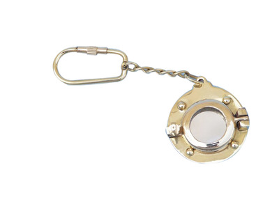 Solid Brass Porthole Mirror Key Chain 5