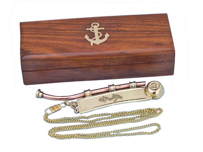 Solid Brass-Copper Bosun Whistle 6quot; w- Rosewood Box Solid Brass-Copper Bosun Whistle 6 w- Rosewood Box
