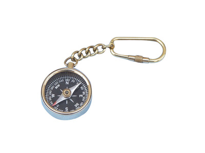 Solid Brass Compass Key Chain 5quot; Solid Brass Compass Key Chain 5