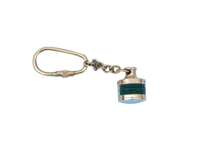 Brass Green Ship Oil Lamp Key Chain 4