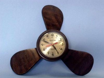 Bronze Colored Aluminum Ships Propeller Wall Clock 12quot; Bronze Colored Aluminum Ships Propeller Wall Clock 12
