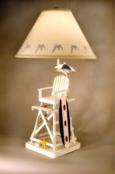 Lifeguard Chair with Surfboard Electric Lamp 28 Lifeguard Chair with Surfboard Electric Lamp 28