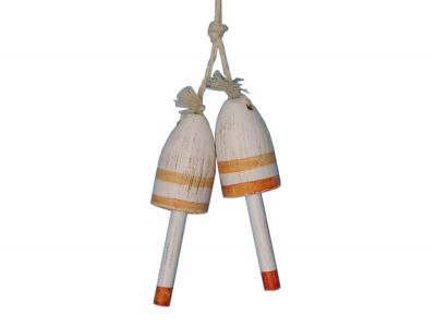 Wooden Vintage Orange Maine Lobster Trap Buoy 7quot; - Set of 2 Wooden Vintage Orange Maine Lobster Trap Buoy 7 - Set of 2