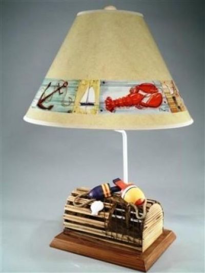 Lobster Trap Eletric Lamp with Brent Shade 28 Lobster Trap Eletric Lamp with Brent Shade 28