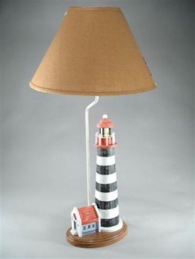 Nantucket Lighthouse Electric Lamp with Tan Shade 32 Nantucket Lighthouse Electric Lamp with Tan Shade 32