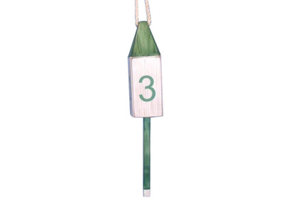 Wooden Vintage Dark Green Number 3 Squared Buoy 15