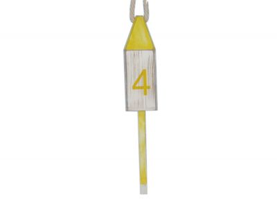 Wooden Vintage Yellow Number 4 Squared Buoy 15quot; Wooden Vintage Yellow Number 4 Squared Buoy 15