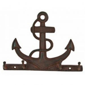 Rustic Iron Anchor with Rope Key Rack 10quot; Rustic Iron Anchor with Rope Key Rack 10