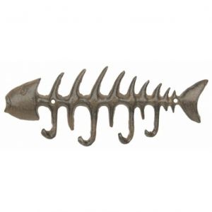 Rustic Iron Fish Bone Key Rack 8quot; Rustic Iron Fish Bone Key Rack 8