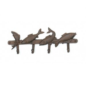 Rustic Iron Four Fish Key Rack 14quot; Rustic Iron Four Fish Key Rack 14