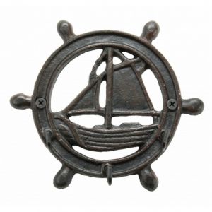 Rustic Iron Ship Wheel-Sailboat Keyrack 6