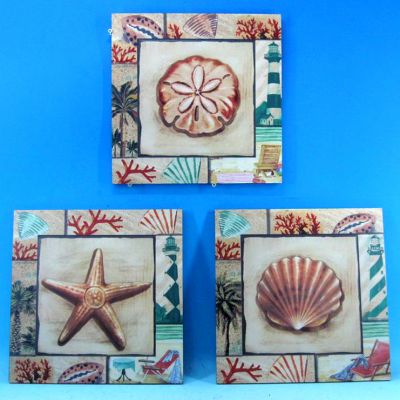 Ceramic Seashell Wall Plaque 12quot; - Set of 3 Ceramic Seashell Wall Plaque 12 - Set of 3