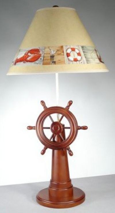 Ships Wheel Lamp with Brent Shade 32 Ships Wheel Lamp with Brent Shade 32