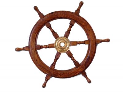 Wood and Brass Ship Wheel 24
