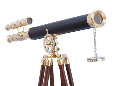 Floor Standing Brass-Leather Griffith Astro Telescope 64 Floor Standing Brass-Leather Griffith Astro Telescope 64