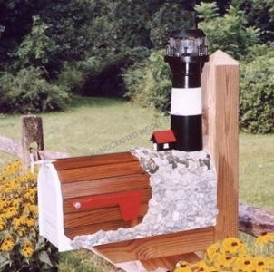 Tybee Island Solar Powered Wooden Lighthouse Mailbox 36