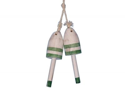 Wooden Vintage Green Maine Lobster Trap Buoy 7quot; - Set of 2 Wooden Vintage Green Maine Lobster Trap Buoy 7 - Set of 2