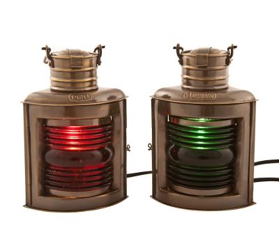 Antique Brass Port and Starboard Electric Lantern 10