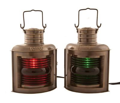 Antique Brass Port and Starboard Electric Lantern 12 Antique Brass Port and Starboard Electric Lantern 12