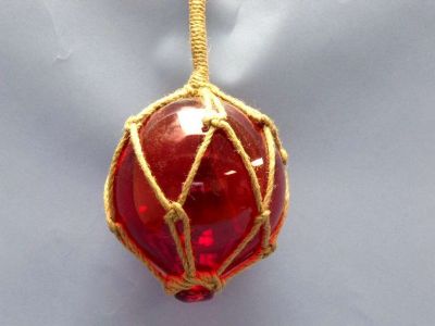 Red Nautical Glass Float in Rope 6quot; Red Nautical Glass Float in Rope 6