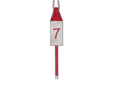 Wooden Vintage Red Number 7 Squared Buoy 15