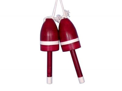Wooden Dark Red Maine Lobster Trap Buoy 7quot; - Set of 2 Wooden Dark Red Maine Lobster Trap Buoy 7 - Set of 2