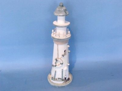 Wooden Blue Lighthouse with White Buoy 14 Wooden Blue Lighthouse with White Buoy 14