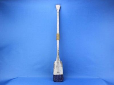 Wooden Rustic Blue Stripe Oar w- Hooks 36
