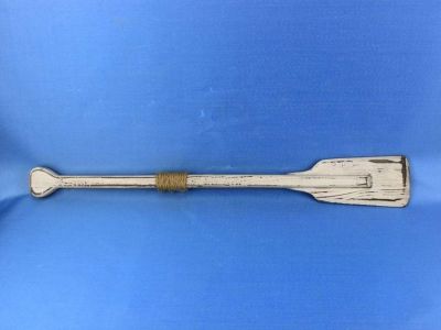 Wooden Rustic Whitewash Oar w- Hooks 24