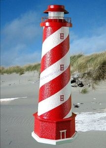 White Shoal Stucco Solar Landscape Lighthouse w-Base 28