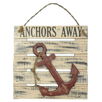 Wooden Anchors Away Wall Plaque 20