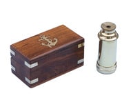  Scouts Brass Spyglass Telescope 7 w- Rosewood Box