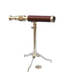 Floor Standing Brass Telescope on Stand 17 - Wood