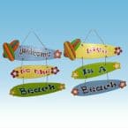 Wooden Hanging Beach Signs 15 - Set of 2