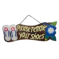 Wooden Please Remove Your Shoes Sign 21