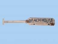 Wooden White Boat Oar Beach House Sign w- Pegs 39